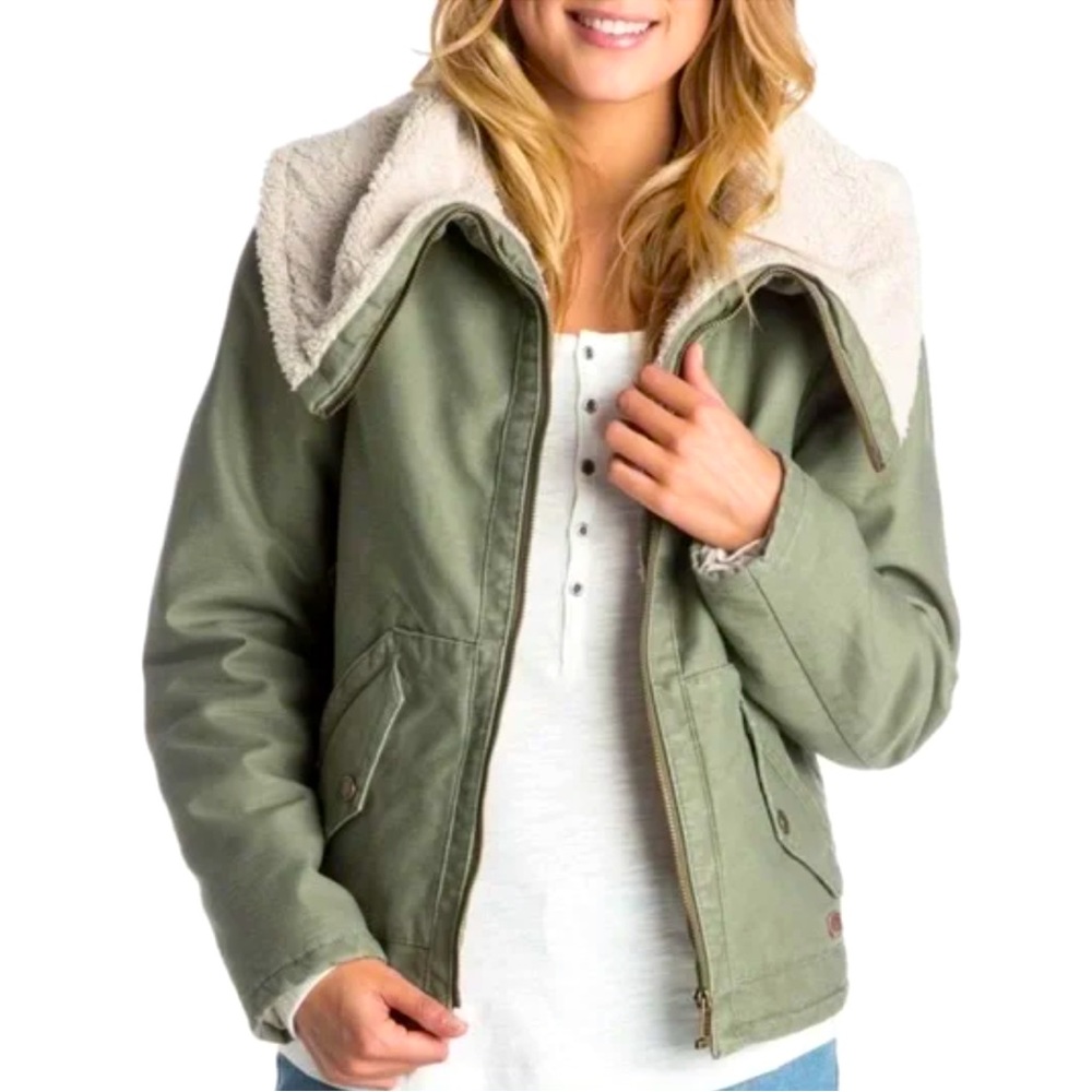 Roxy Women's Tornado Green Dusty Olive Windbreaker Utility Jacket